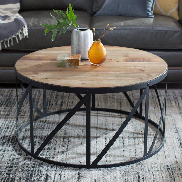 Allen Reclaimed Wood Drum Coffee Table