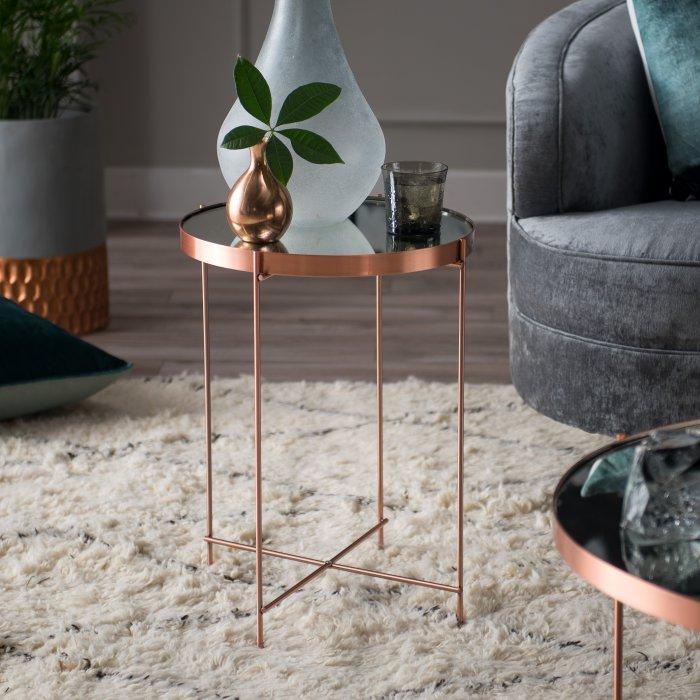 Round Copper End Table