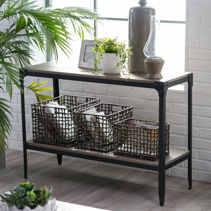 Trenton Industrial Console Table-Driftwood