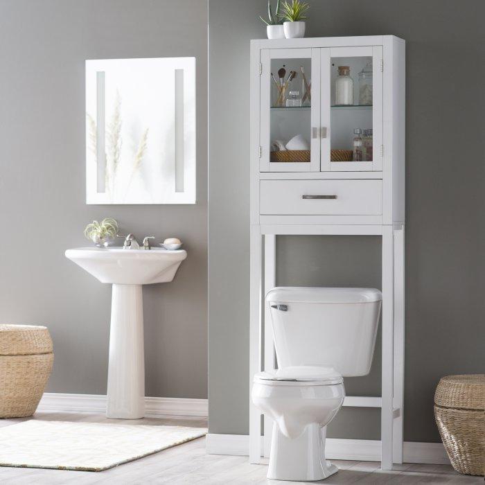 Modern Over-the Toilet Space Saver with Removable Legs in white finish