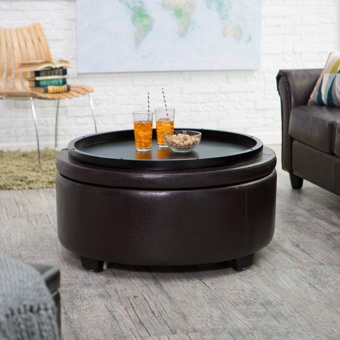 Corbett Round Coffee Table Storage Ottoman