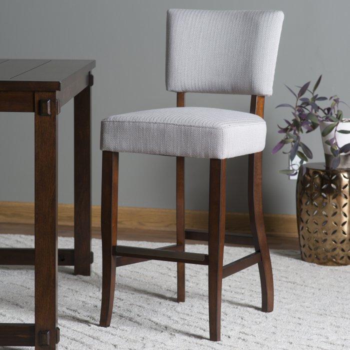 Paige Open Back Bar Stool-Brown Herringbone