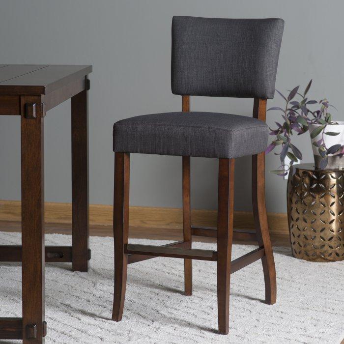 Paige Open Back Bar Stool-Charcoal