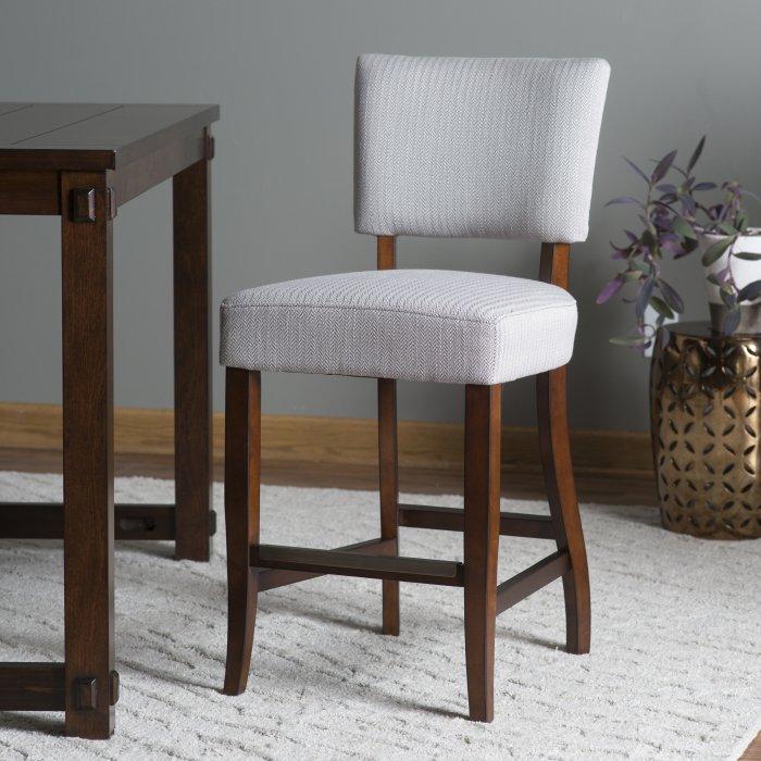 Paige Open Back Counter Stool-Brown Herringbone