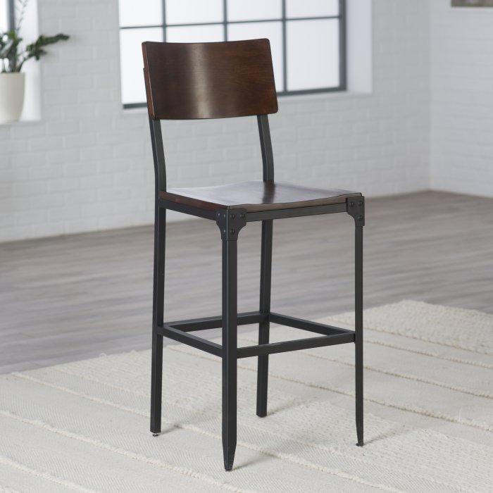 Trenton Wood and Metal Bar Stool