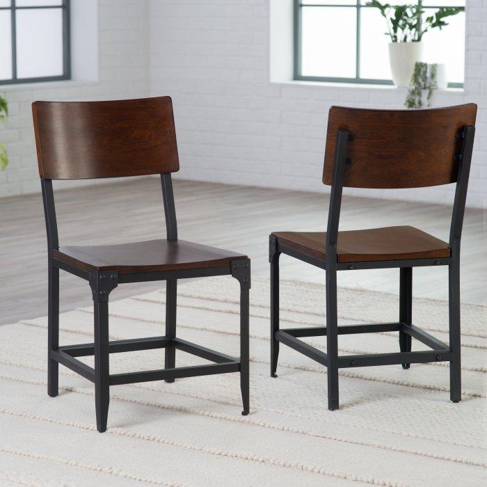 Trenton Wood and Metal Dining Chairs-Set of 2