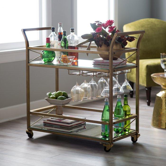 Braxton Bar Cart in Anti.Gold Finish