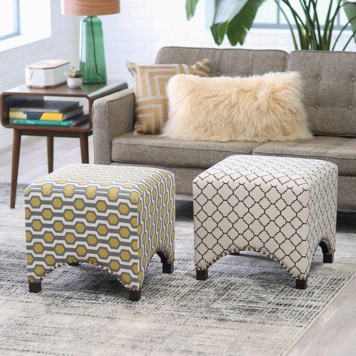 Hutton Printed Nailhead Ottoman