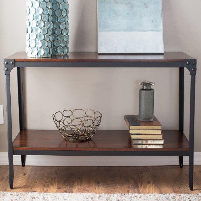 Trenton Industrial Espresso Console Table