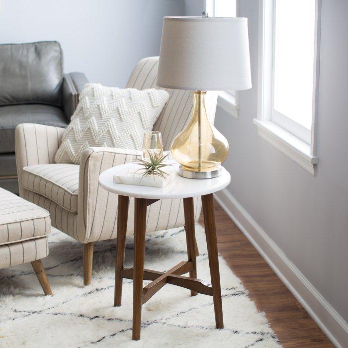 Round Mid Century Modern Marble Side Table