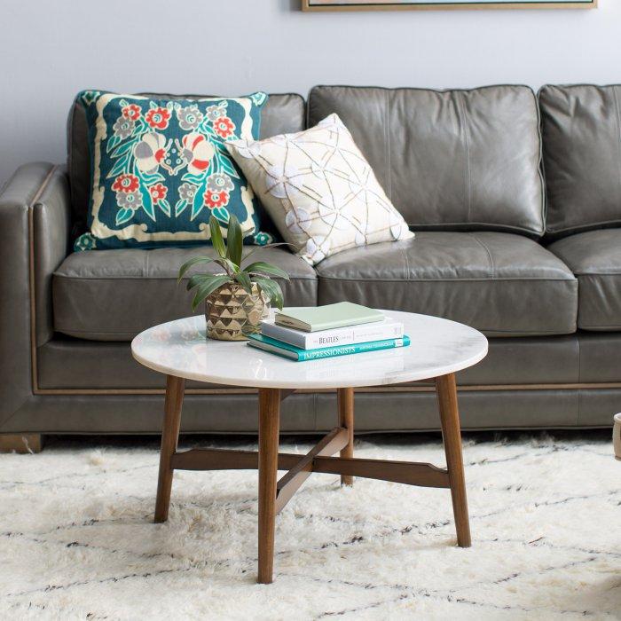 Round Mid Century Modern Marble Coffee Table