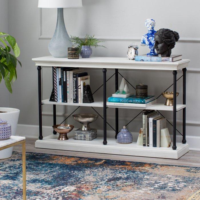 Thornhill White Wash & Metal Bookcase