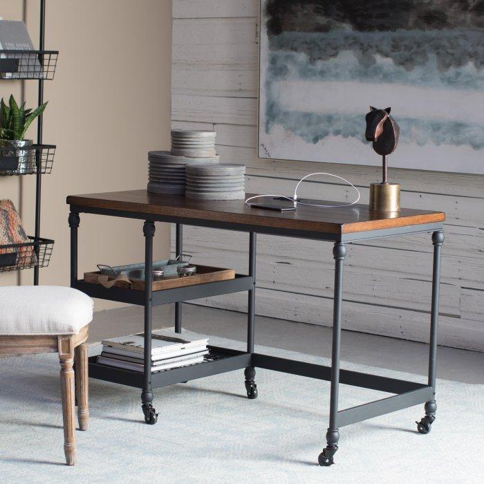 Archer Industrial Writing Desk with Charging Station