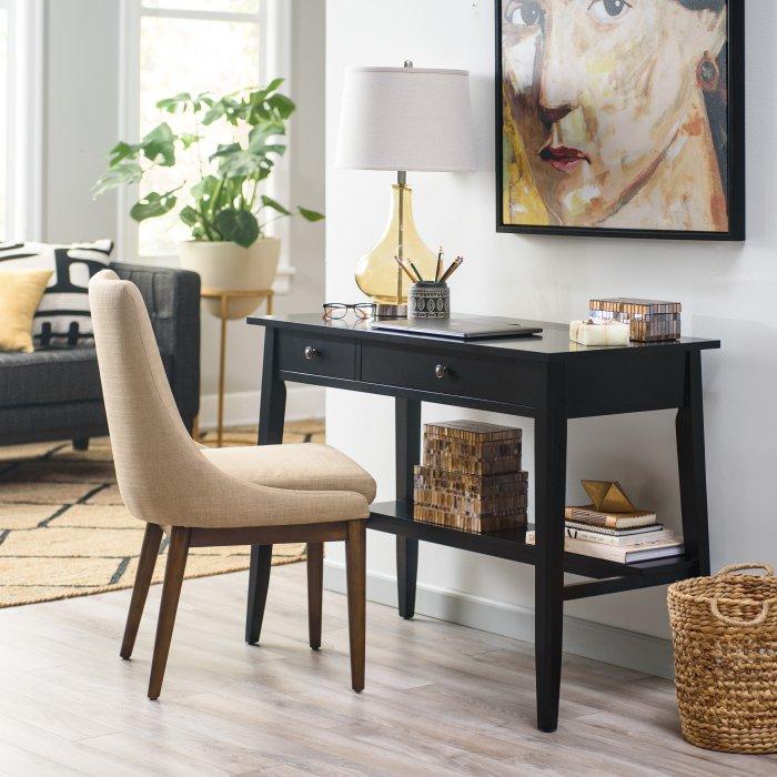 Davis Writing Desk with Power Outlet in Black