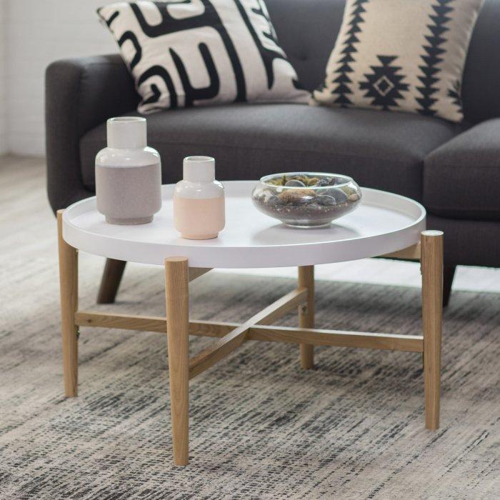 2-Tone Tray Top Coffee Table in White