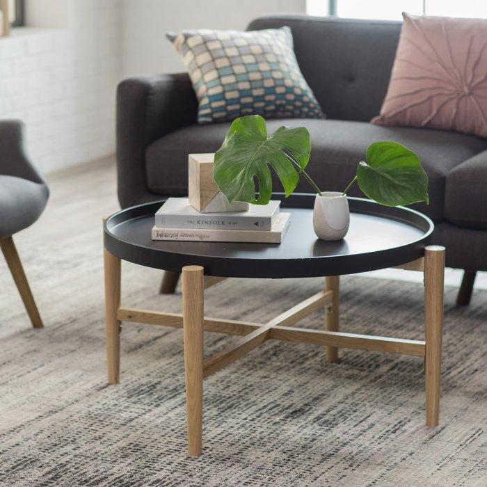 Lincoln 2-Tone Tray Top Coffee Table in Black