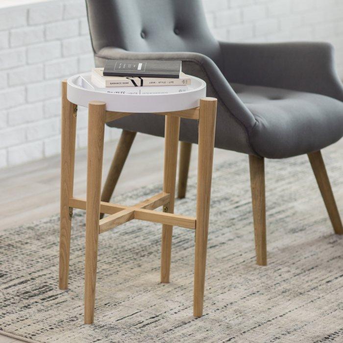 Lincoln 2-Tone Tray Top Side Table in White