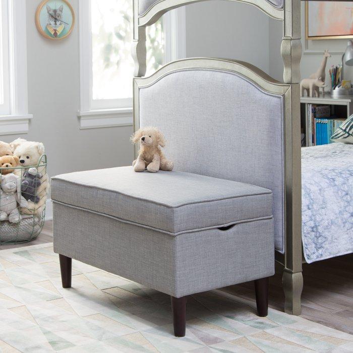 Upholstered Storage Bench - Gray