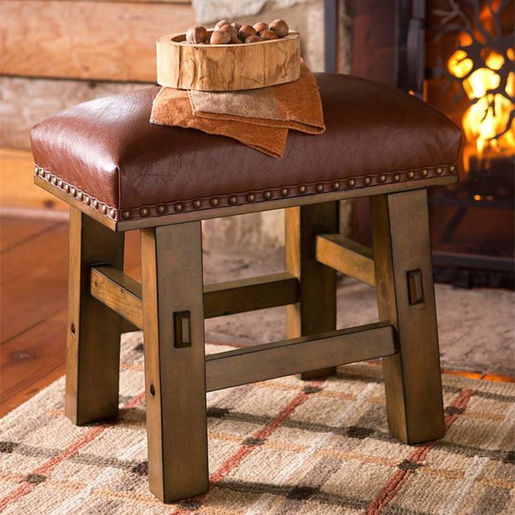 Brown Leather Footstool