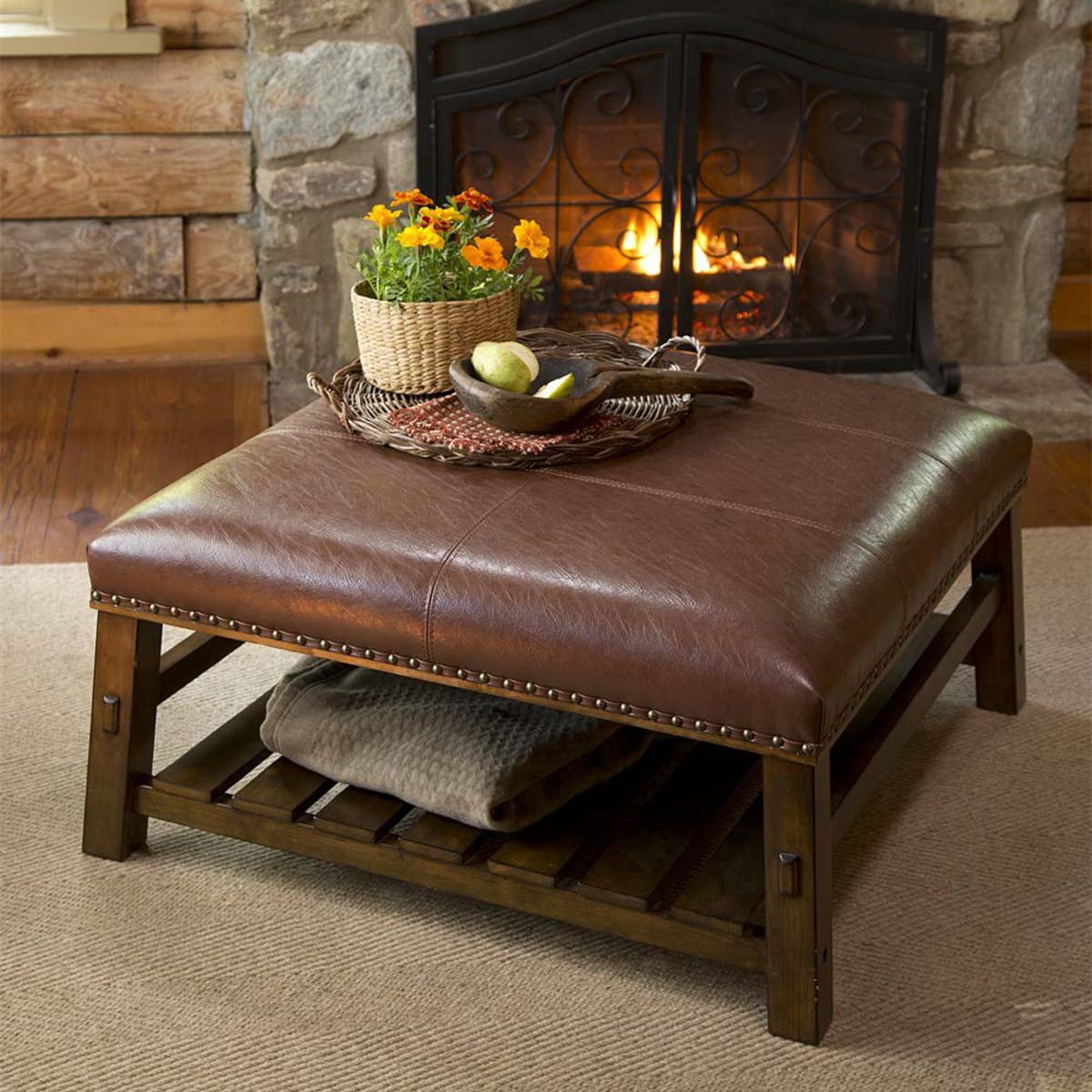 Brown Leather Coffee Table