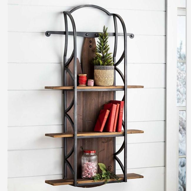 Reclaimed Wood Sled Wall Shelf