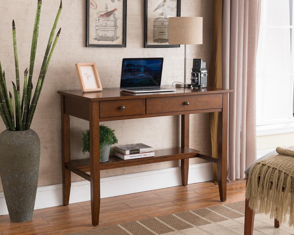 Sutton Writing Desk with Charging Station in Espresso