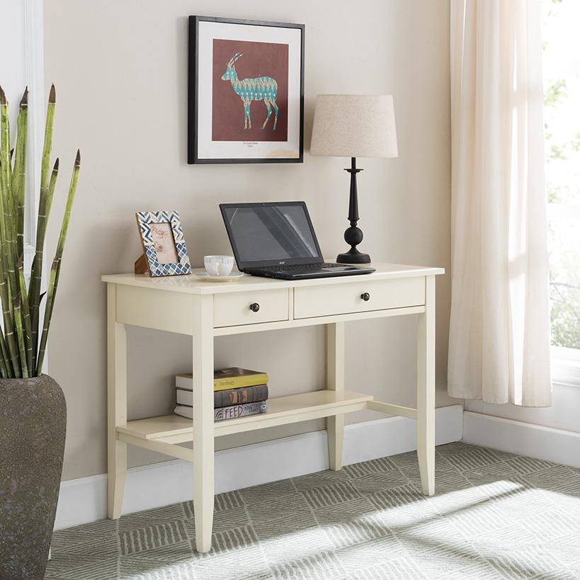 Sutton Writing Desk with Charging Station in Antique White