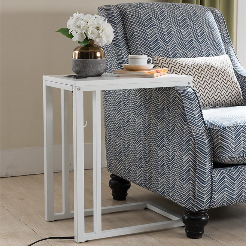 Soho C Table with Charging Station in White