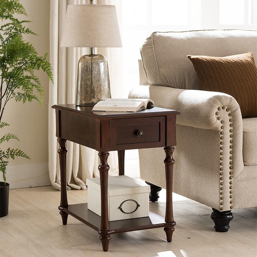 Regency Side Table with Charging Station in Dark Cherry