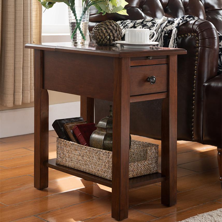 Sutton Side Table with Charging Station in Espresso